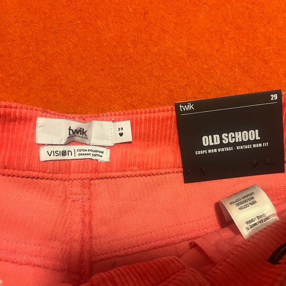 Pink salmon organic cotton corduroy vintage mom jean Old School fit NWT - Picture 7 of 9